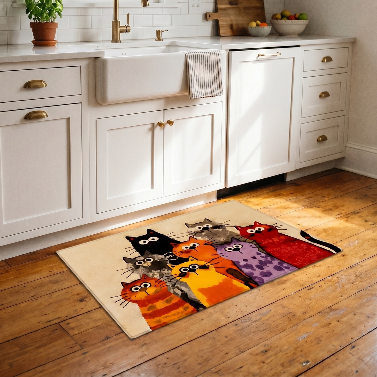 Handmade Cat Accent Rug