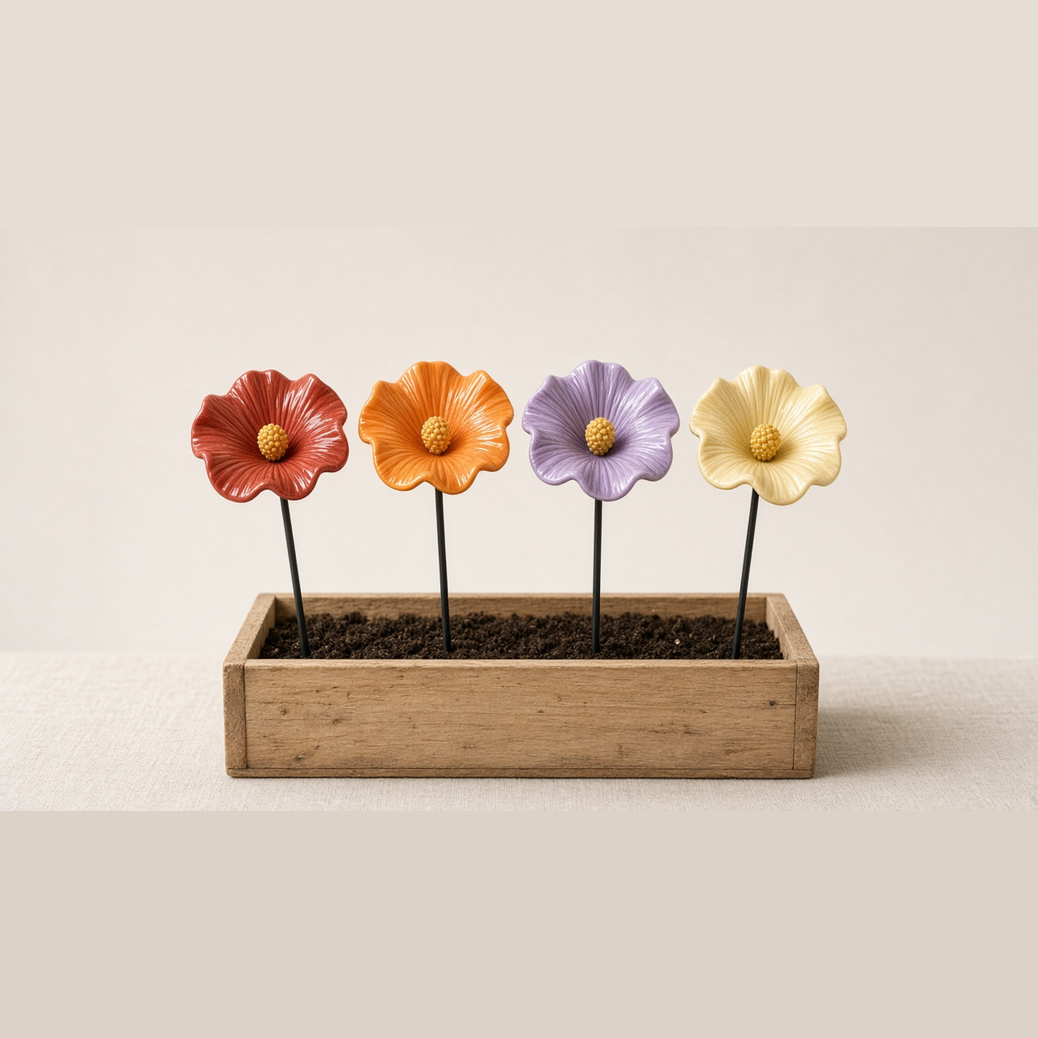 Set of 4 ceramic bee blossoms