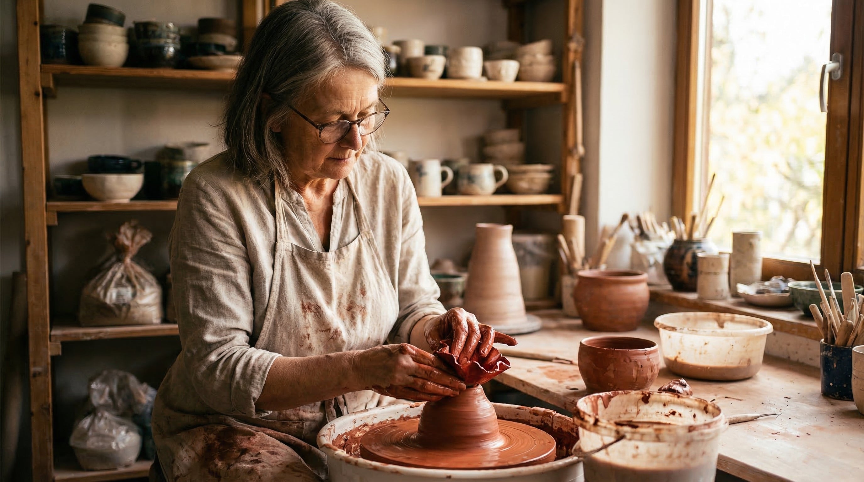 At the pottery wheel