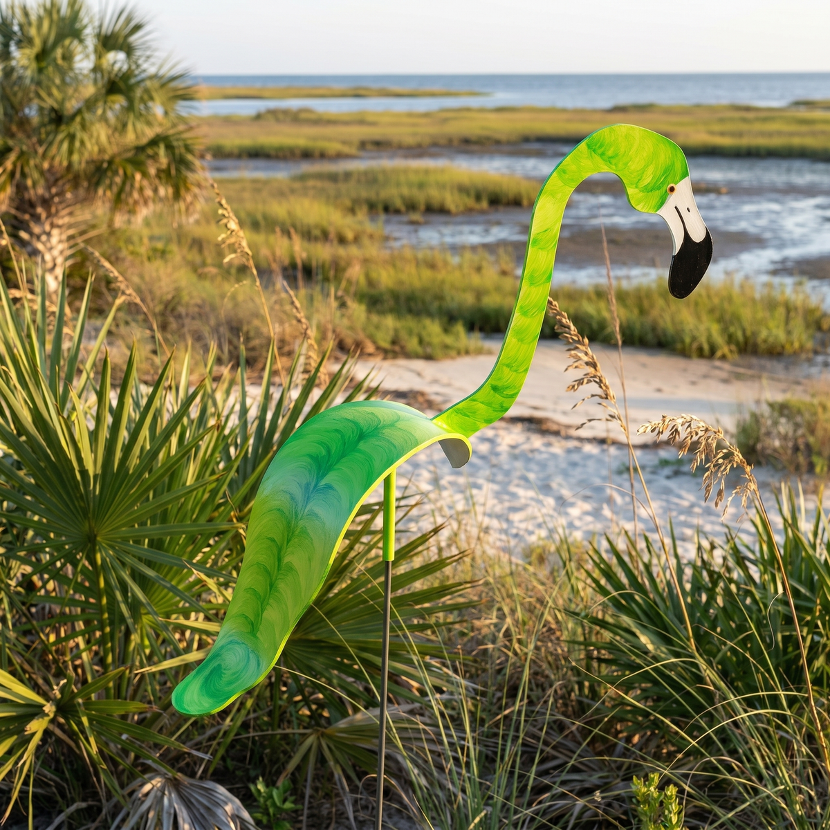 Hand-Painted Flamingo Whirligigs