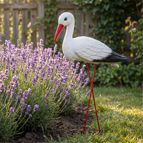 Hand-Painted Garden Stork