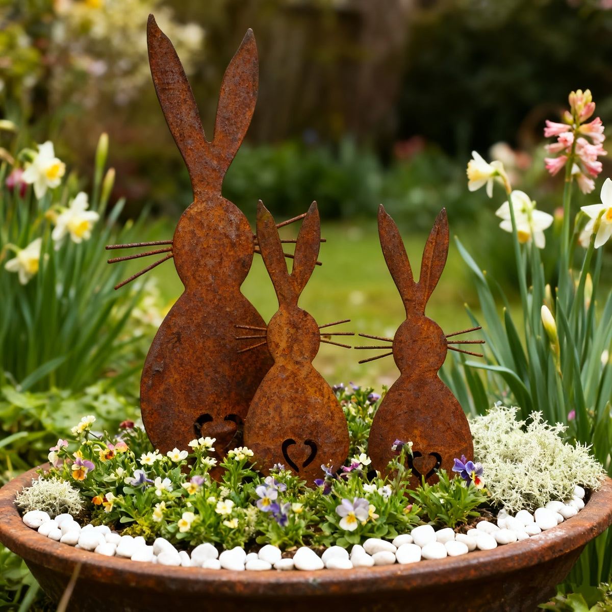Handcrafted Garden Bunnies